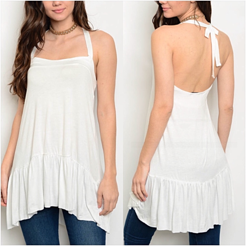 📍SALE Boho Lightweight Ruffle Halter Tunic SML - Picture 2 of 3